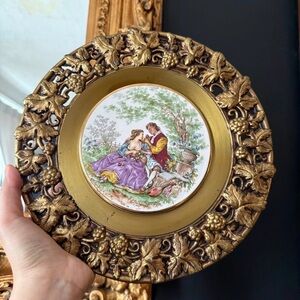 Large brass and porcelain plaque